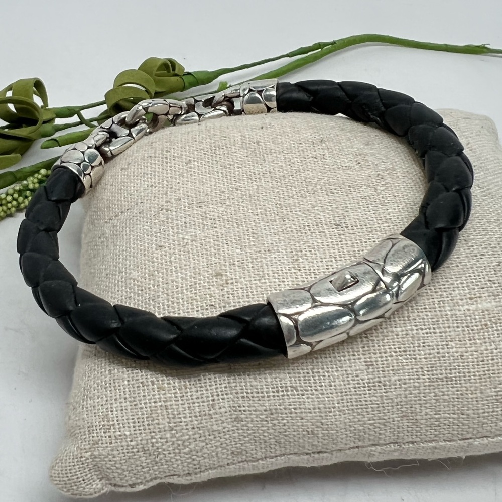 John Hardy Mens Kali Link Kali Clasp Leather Woven Bracelet